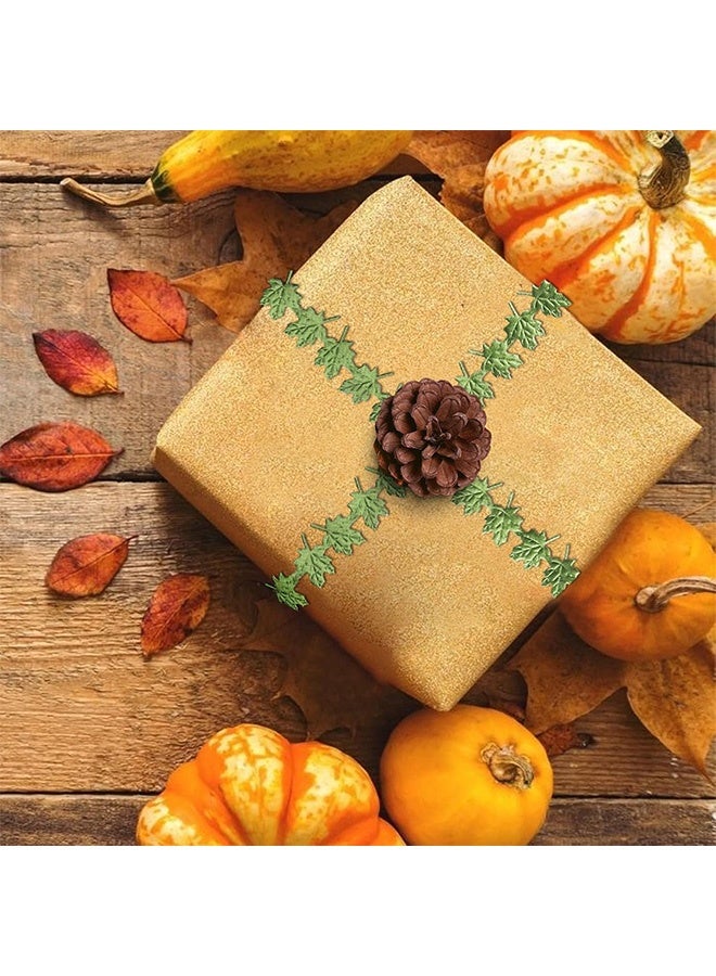 Quantum 3 PCS Maple Leaf Fall Ribbon, Orange Gold & Green Maple Leaves Ribbons for Crafts, Maple Leaf Shape Craft Ribbons Trim Embellishment for Gift Wrapping - Image 5