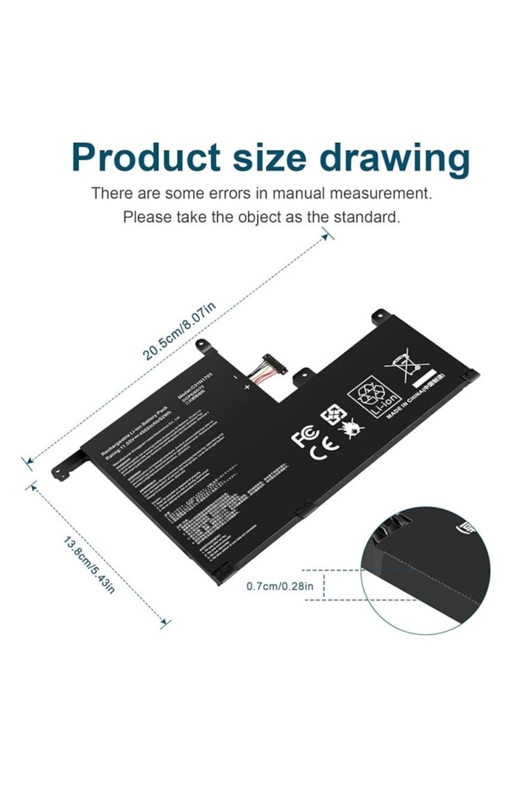 Terabyte Replacement 11.55V/52Wh C31N1703 Laptop Battery for ASUS Zenbook Flip UX561U Q525UA Q505U Q505UA UX561UA UX561UN Series, C31N1703 0B200-02650100 3ICP6/60 72 C31P0J1 0B20002650100 - Image 2