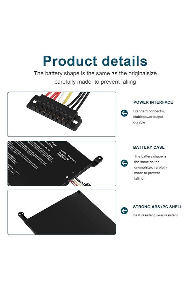Terabyte Replacement 11.55V/52Wh C31N1703 Laptop Battery for ASUS Zenbook Flip UX561U Q525UA Q505U Q505UA UX561UA UX561UN Series, C31N1703 0B200-02650100 3ICP6/60 72 C31P0J1 0B20002650100 - Image 4