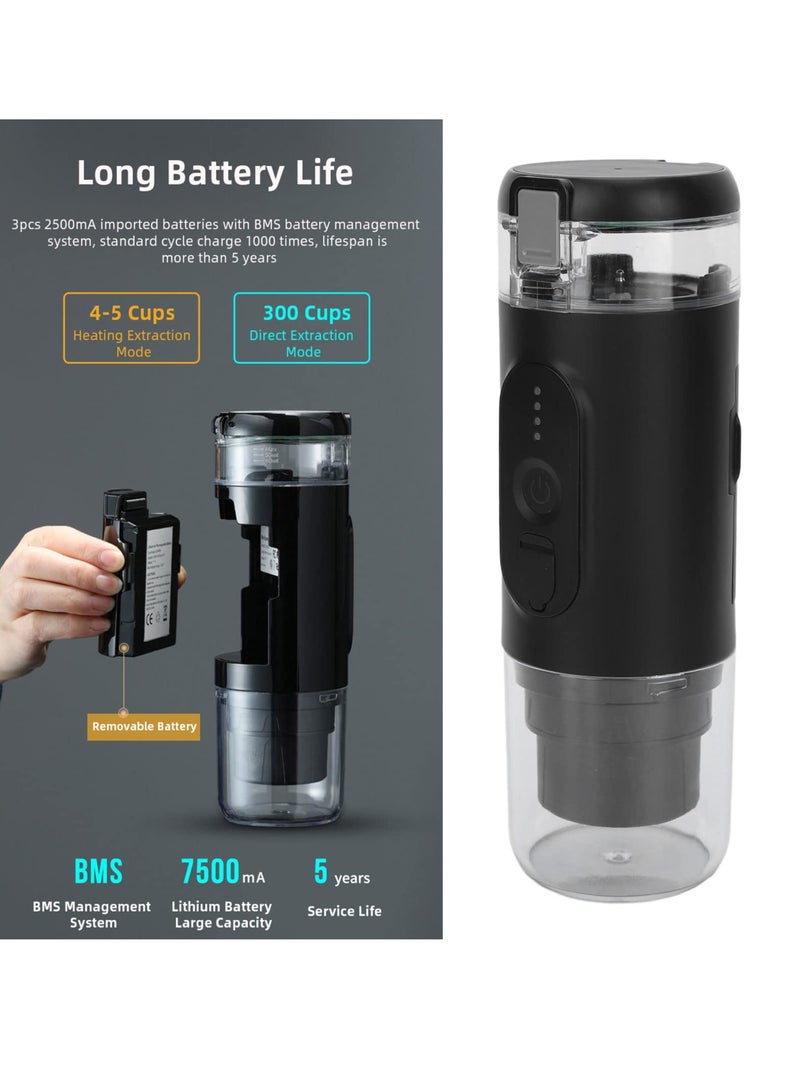 KASTWAVE ماكينة اسبريسو محمولة، ماكينة صنع القهوة الكهربائية 20 بار 12 فولت، ماكينة صنع القهوة اليدوية، أدوات سفر كهربائية صغيرة، شحن USB ذاتي التسخين من 3 إلى 4 دقائق، مثالية للتخييم والمشي لمسافات طويلة - Image 5