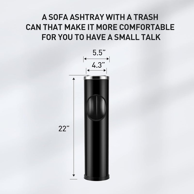 Anfrere Standing Ashtray Outdoor for Patio, Large & Tall Outside Ash Tray for Cigarette Butt Receptacle Disposal, Commercial Metal Smokers Cigar Ash Tray Container with Lid and Trash Can, D01BK - Image 3