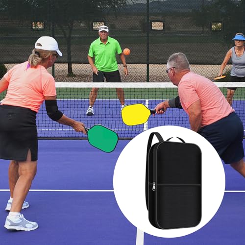 CATOSUM Pickleball Paddle Cover with Pocket, with Extra Storage Space Pocket for Accessories, Fits Store 2 Paddle &4balls, Zipper Closure - Waterproof Material (Black) - Image 2