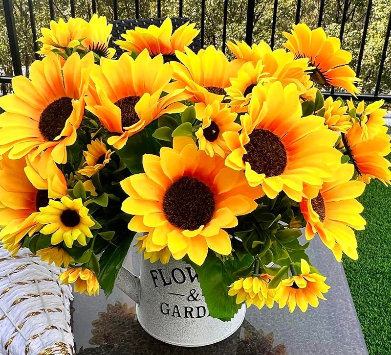 Amajoy 4 Bunches Artificial Sunflower Bouquet, Fake Silk Sunflower Flowers, Realistic Silk Sunflowers for Home Hotel DIY Craft Wedding Party Decoration Indoor and Outdoor Decor, XRK-4 - Image 4