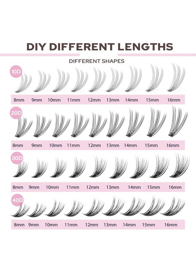 FinyDreamy - 40D Lash Clusters 280Pcs Individual Lashes Extensions 816Mm Volume Cluster Lashes Mix Lengths 40 Roots C Curl 0.07Mm Thickness Eyelash Individual Cluster Lashes And Apply Under Your Lashes - Image 1