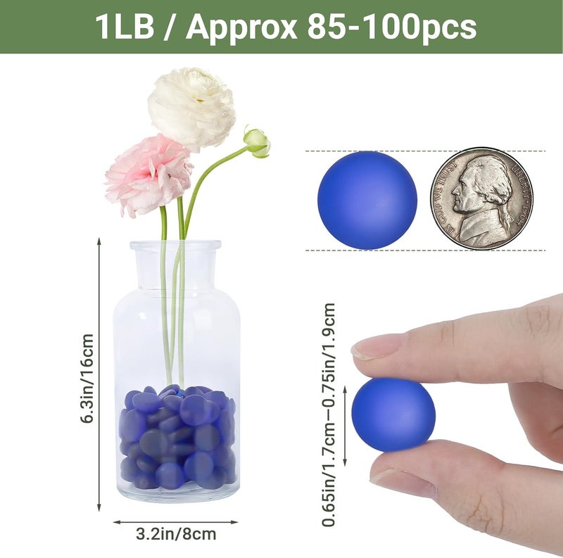 SUREAM Glass Beads for Vases, 0.8LB Deep Blue Glass Marbles Bulk for Vases, Flat Marbles for Centerpiece Decor, Table Scatter, Floral Supplies, DIY Crafts - Image 2