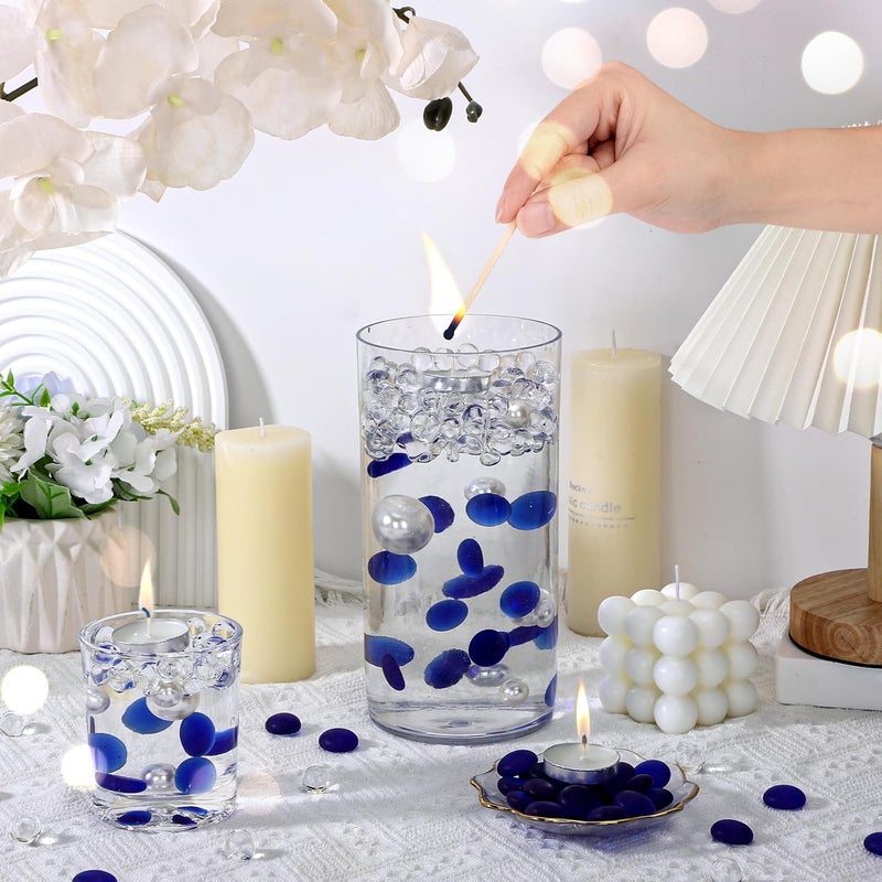 SUREAM Glass Beads for Vases, 0.8LB Deep Blue Glass Marbles Bulk for Vases, Flat Marbles for Centerpiece Decor, Table Scatter, Floral Supplies, DIY Crafts - Image 4