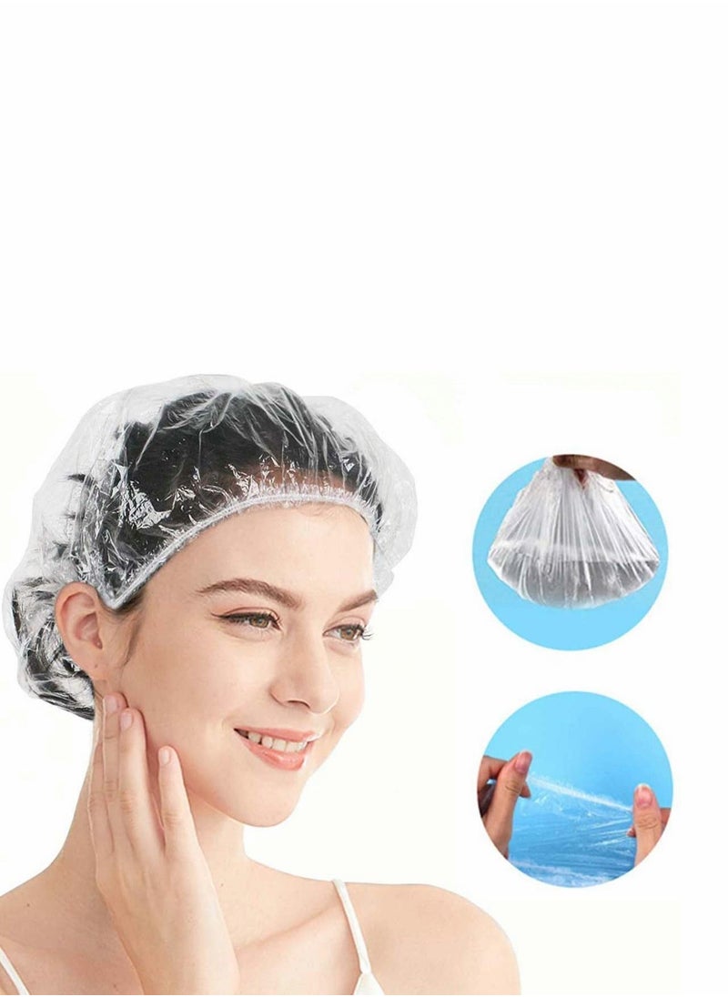 NIBEMINENT Women's Plastic Elastic Disposable Shower Caps (100 Pieces)  - Image 1