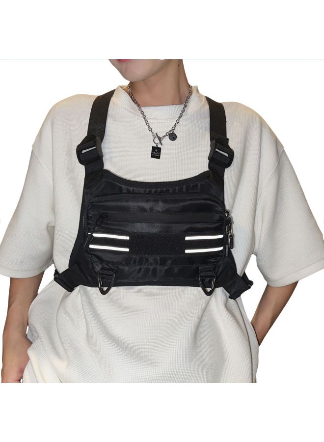 Generic Trendy Brand Tactical Bag Sports Men's Bag Waterproof Functional Vest Bag Ins Vest Bag Men's Chest Bag Personalized Workwear Backpack-Color:Pure Black - Image 2