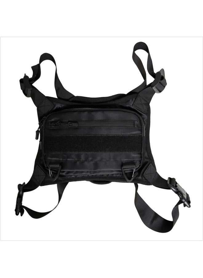 Generic Trendy Brand Tactical Bag Sports Men's Bag Waterproof Functional Vest Bag Ins Vest Bag Men's Chest Bag Personalized Workwear Backpack-Color:Pure Black - Image 1