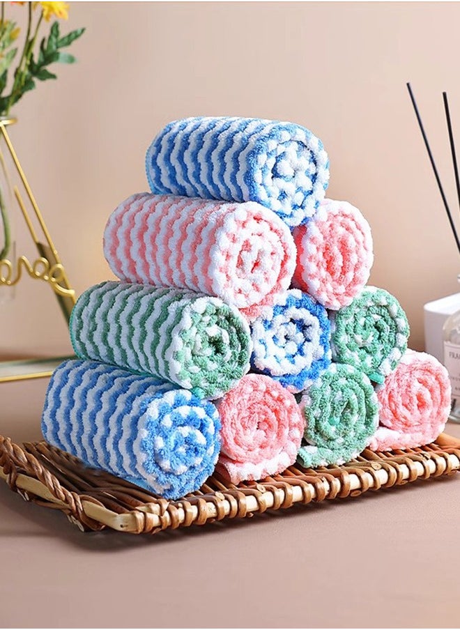 Generic 10-Piece Coral Fabric Cleaning Cloth Set, Absorbent, Hygienic,  Scratch and Streak Free Cloth Rag Set, Reusable Machine Washable for Cars and Household. 25cm*25cm  - Image 1