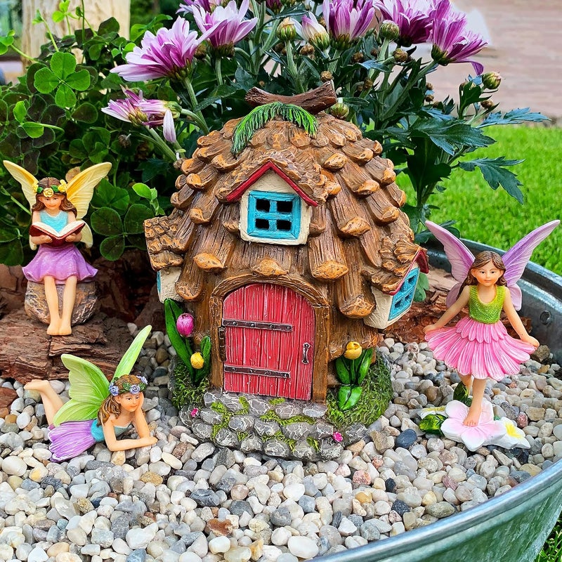 Mood Lab Fairy Garden - Pinecone Fairy House Kit of 4 pcs - Miniature Figurines & Accessories Set - Outdoor or House Decor - Image 2
