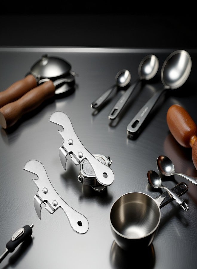 Tnyvm 2Pcs Silver One Size Stainless Steel Can Opener Manual Can Opener Multifunctional Kitchen Accessories, Manual Can Openers - Image 3