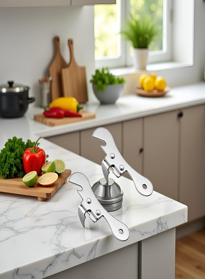 Tnyvm 2Pcs Silver One Size Stainless Steel Can Opener Manual Can Opener Multifunctional Kitchen Accessories, Manual Can Openers - Image 2
