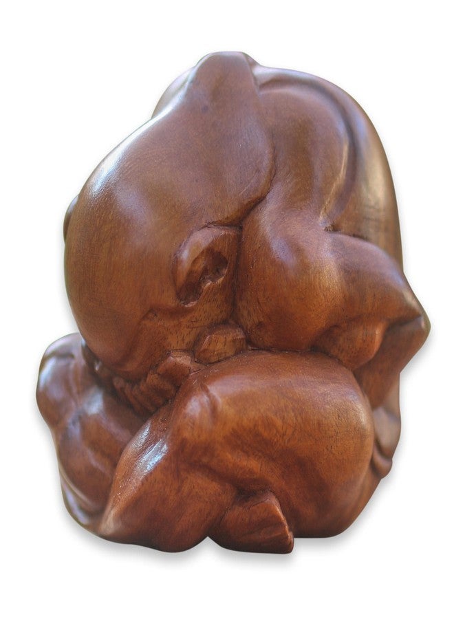 NOVICA Brown Yoga Suar Wood Sculpture, 3.2" Tall 'Meditating Yogi' - Image 1