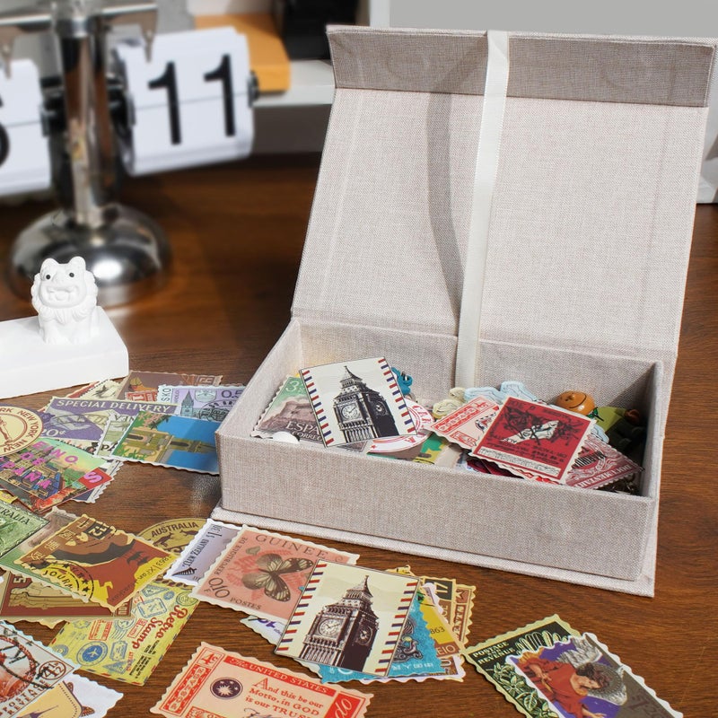 Hiwhy Photo Storage Box 4x6, Linen Photo Box, Memory Box Perfect to Store Your Photo, Pictures, Certificates, Scrapbooking Supplies, Keepsakes and Jewelry Beige - Image 3