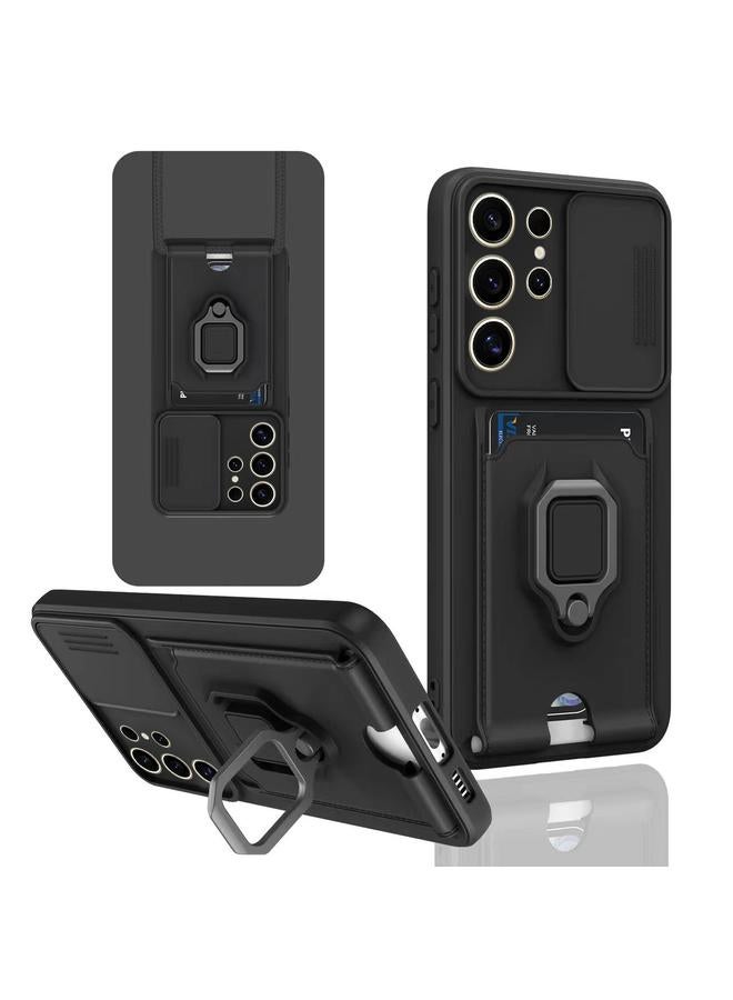 اس-توب جراب لهاتف Samsung Galaxy S23 Ultra 5G مزود بحامل بطاقات مغناطيسي منزلق من السيليكون - Image 1