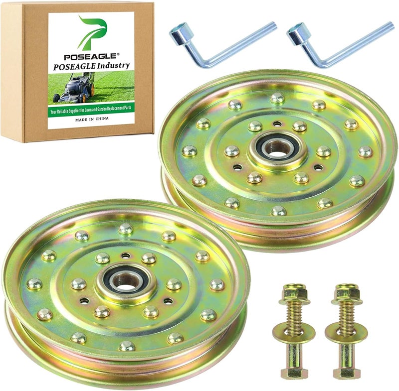POSEAGLE 2 Pack 1-633109 Pulley Replaces Exmark 1-633109 Idler Pulley, Exmark 633109 Pulley, Toro 116-4667, 132-9424 Pulley-Idler Flat, Exmark 126-7685 Pulley, Husqvarna 539102610, Oregon 78-011 - Image 1