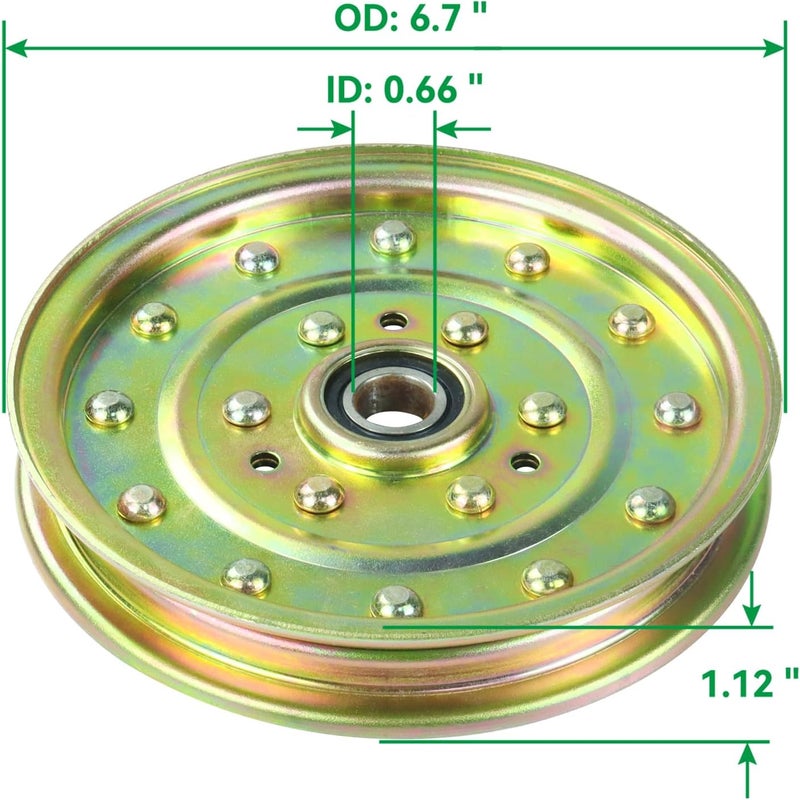 POSEAGLE 2 Pack 1-633109 Pulley Replaces Exmark 1-633109 Idler Pulley, Exmark 633109 Pulley, Toro 116-4667, 132-9424 Pulley-Idler Flat, Exmark 126-7685 Pulley, Husqvarna 539102610, Oregon 78-011 - Image 3