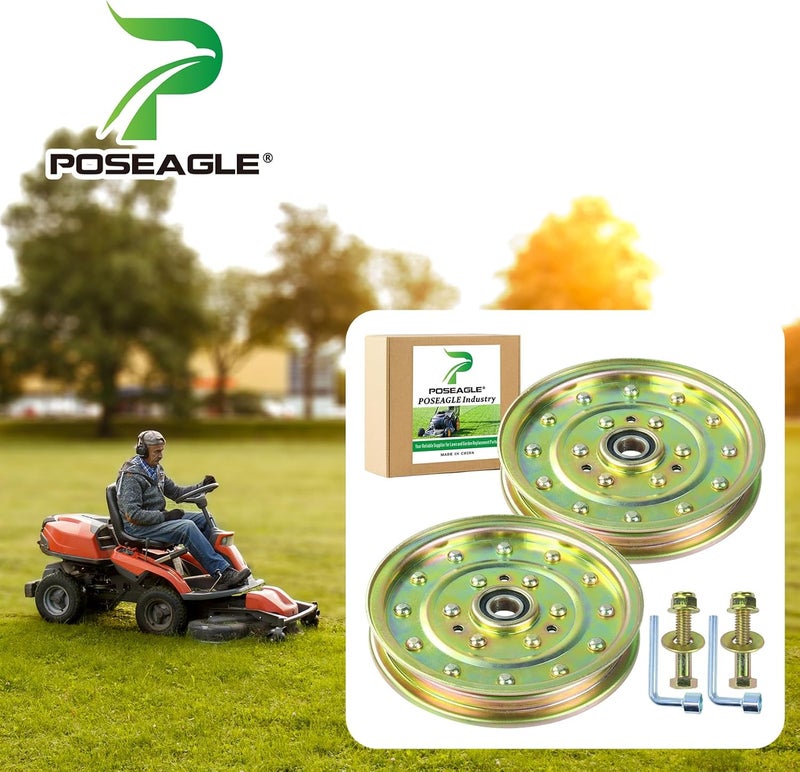 POSEAGLE 2 Pack 1-633109 Pulley Replaces Exmark 1-633109 Idler Pulley, Exmark 633109 Pulley, Toro 116-4667, 132-9424 Pulley-Idler Flat, Exmark 126-7685 Pulley, Husqvarna 539102610, Oregon 78-011 - Image 2