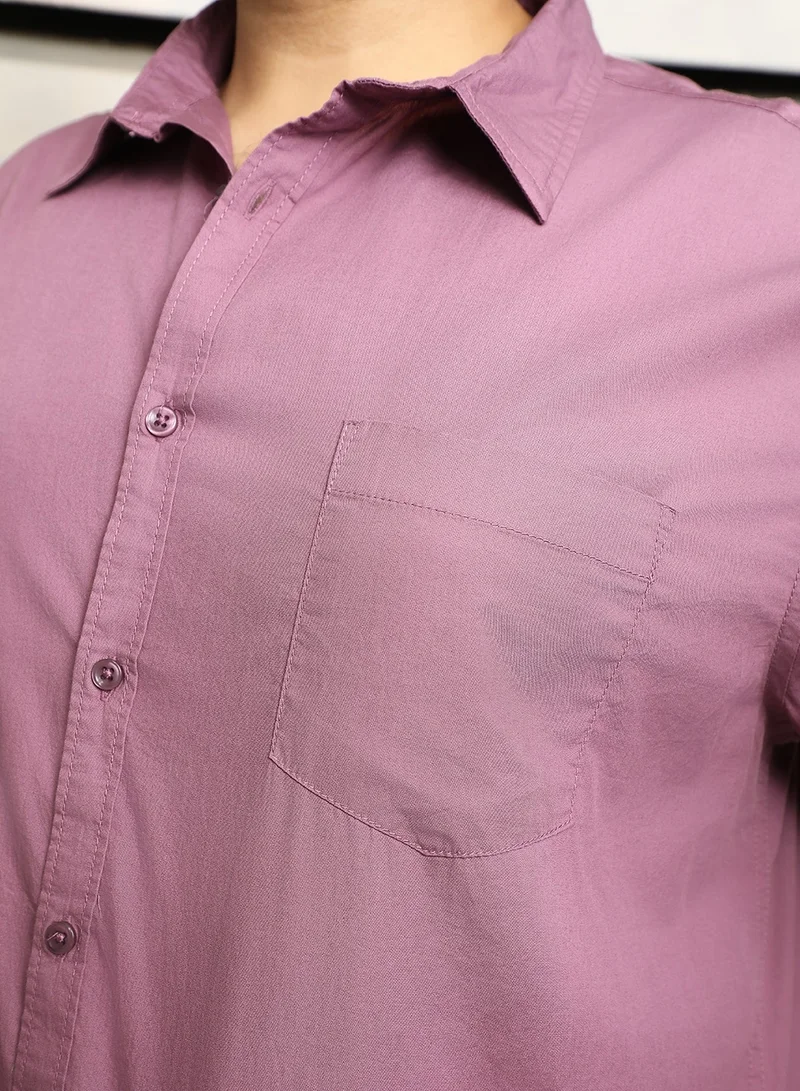 HIGH STAR Regular Fit Purple Shirt for Men