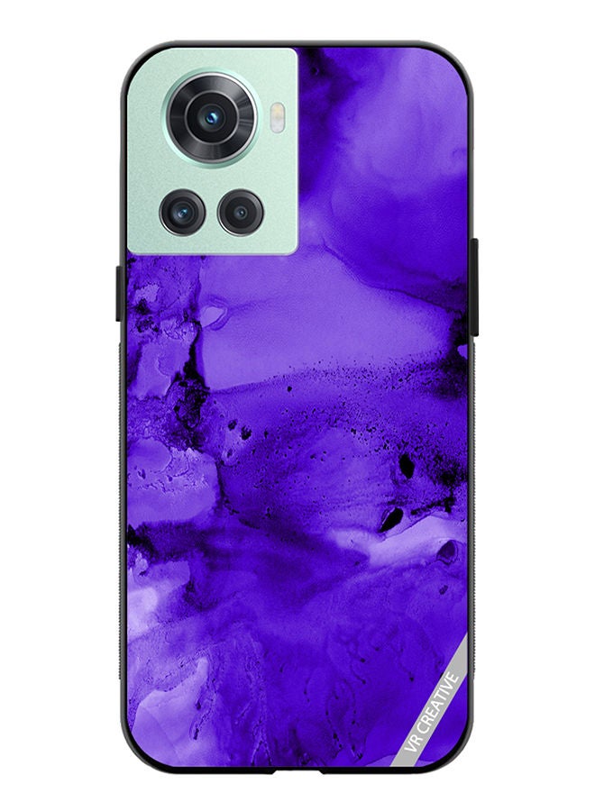 VR CREATIVE Protective Case Cover For OnePlus 10R Violet Alcohol Ink Wash Texture On White Paper Design Multicolour - Image 1