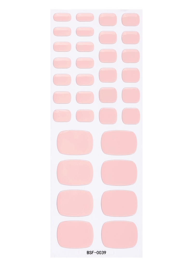 Solid Color No-Lamp Gel Toe Nail Wraps – 34 Strips for Pedicure – Includes File & Wooden Stick – UV-Free Easy DIY - Image 2