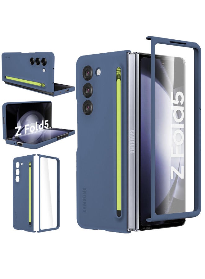 CATANES (for Samsung Galaxy Z Fold 5) Case with Screen Protector Ultra Hybrid Premium Case with Built-in New Compact S Pen, Holder and Storage Slot for Pen Blue - Image 2