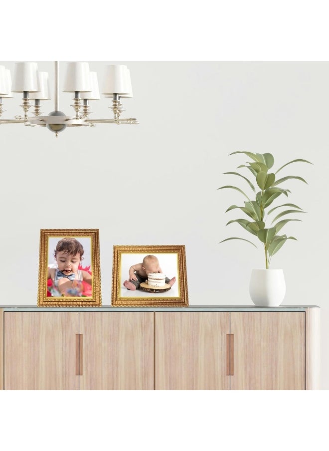 Decorhills DECORHILLS FRAMES & DECOR 6x8 Inch Photo with Glass Protector, Classic Gold Border PVC Design for Vertical Horizontal Tabletop Display  - Image 3