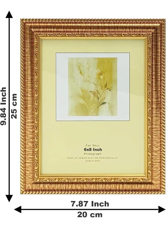 Decorhills DECORHILLS FRAMES & DECOR 6x8 Inch Photo with Glass Protector, Classic Gold Border PVC Design for Vertical Horizontal Tabletop Display  - Image 5