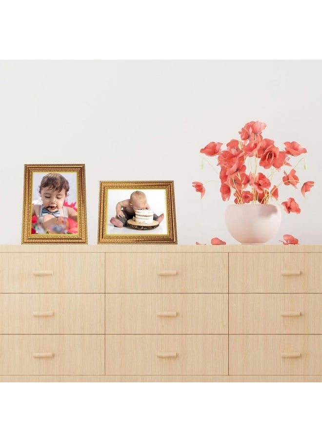 Decorhills DECORHILLS FRAMES & DECOR 6x8 Inch Photo with Glass Protector, Classic Gold Border PVC Design for Vertical Horizontal Tabletop Display  - Image 2