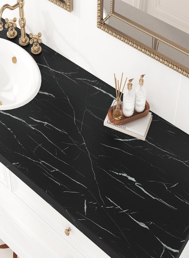 Wallercity Thick Black Marble Contact Paper for Countertops Matte Black Peel and Stick Wallpaper for Cabinets Waterproof Self Adhesive Marble Countertop Wall Paper for Kitchen Bathroom 15.8''x315'' - Image 4