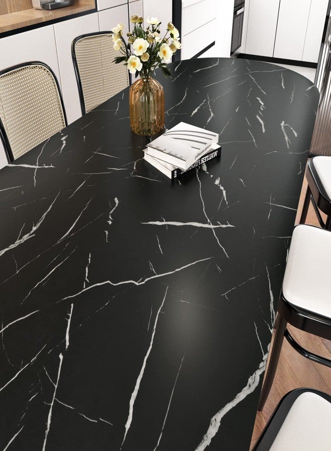Wallercity Thick Black Marble Contact Paper for Countertops Matte Black Peel and Stick Wallpaper for Cabinets Waterproof Self Adhesive Marble Countertop Wall Paper for Kitchen Bathroom 15.8''x315'' - Image 3