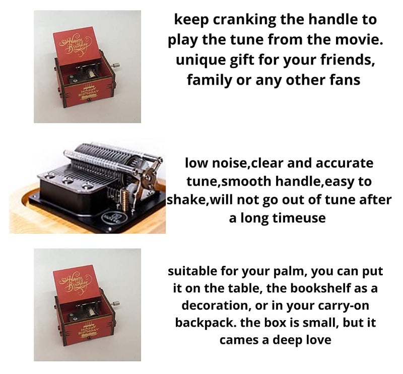 Caaju Happy Birthday Music Box - Wooden Musical Box with Hand Crank - Vintage Music Box Birthday Gift for Kids - Gifts for Him/Her - Image 3