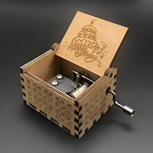 Caaju Happy Birthday Music Box - Wooden Musical Box with Hand Crank - Vintage Music Box Birthday Gift for Kids - Gifts for Him/Her - Image 2
