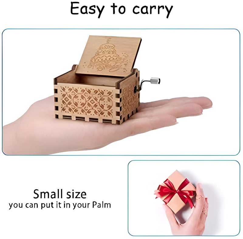 Caaju Happy Birthday Music Box - Wooden Musical Box with Hand Crank - Vintage Music Box Birthday Gift for Kids - Gifts for Him/Her - Image 4