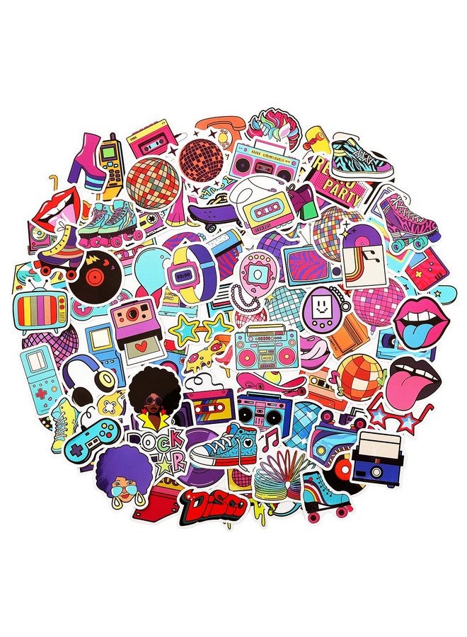 Cleverplay 100 Pack 90s 80s Stickers, 1990's 1980's Hip Hop Party Favors, Birthday Decorations - Image 1