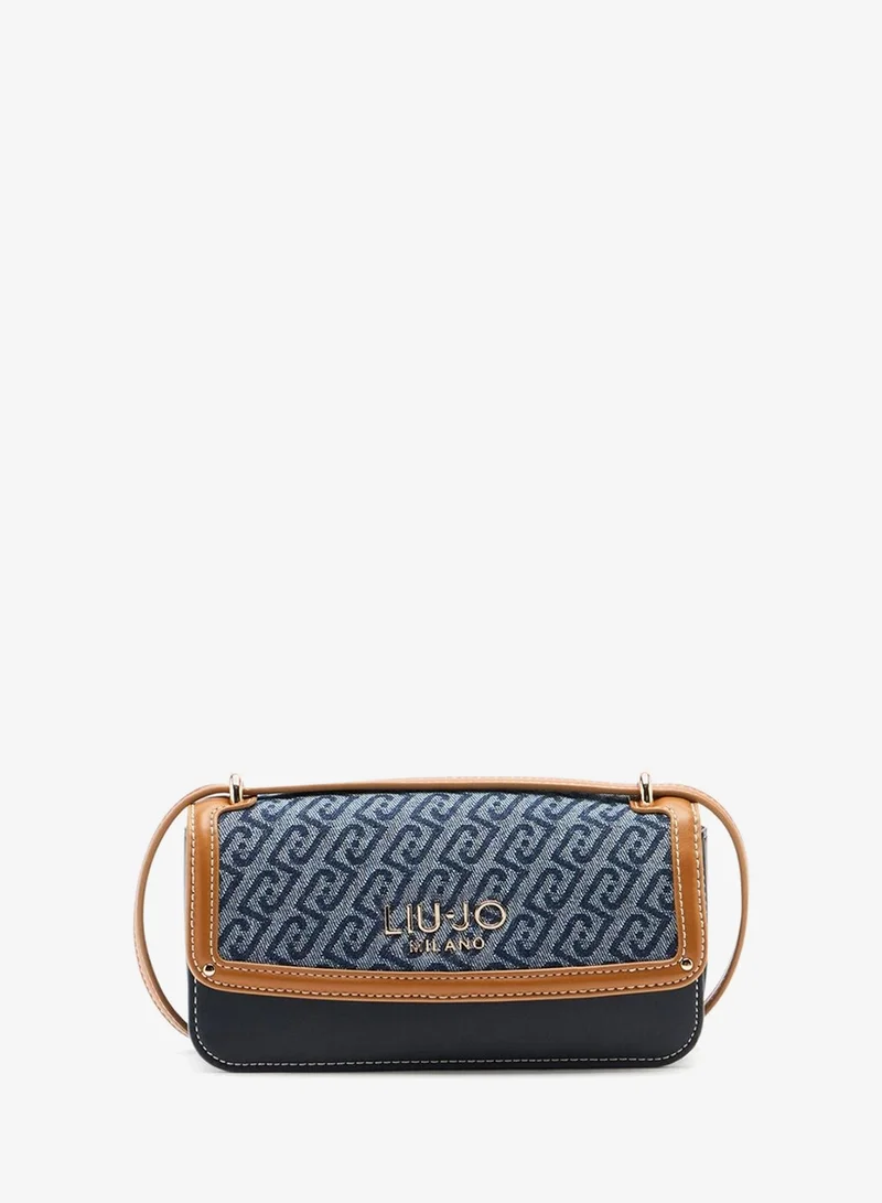 ليو جو Small jacquard denim crossbody bag