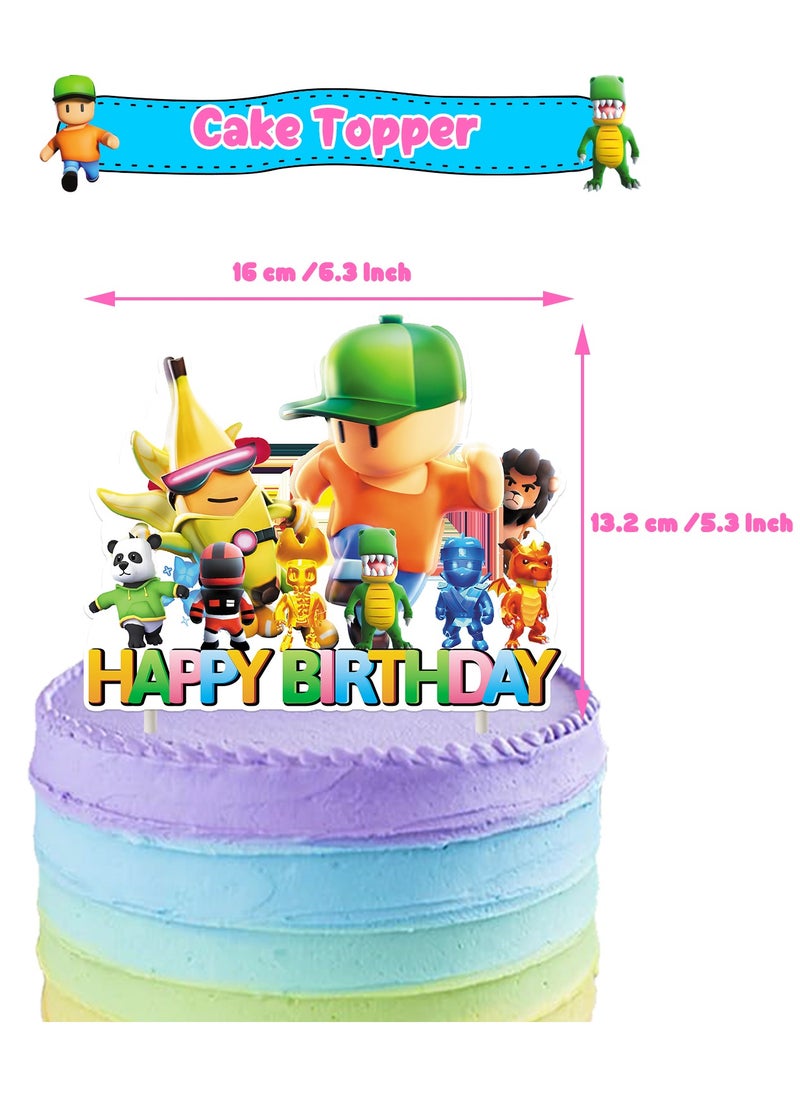 General - Stumbling theme birthday party decoration Stumble guys pull flag cake insert card balloon hanging invitation card - Image 1