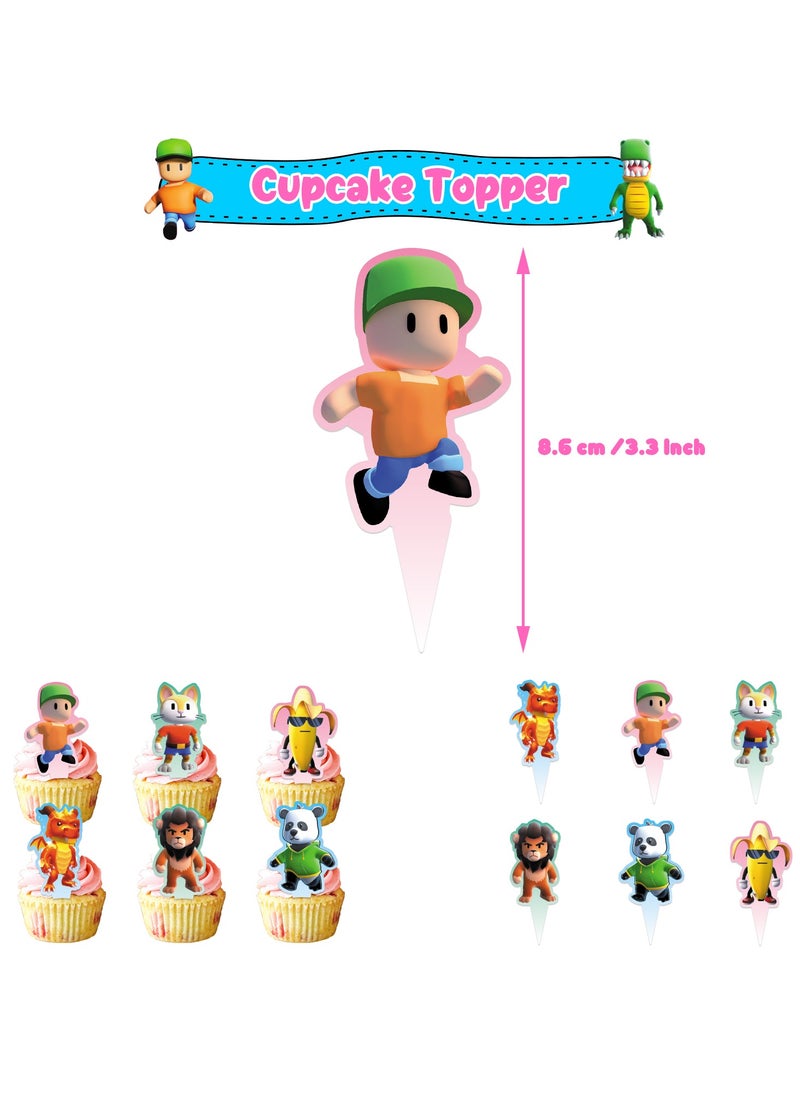 General - Stumbling theme birthday party decoration Stumble guys pull flag cake insert card balloon hanging invitation card - Image 1