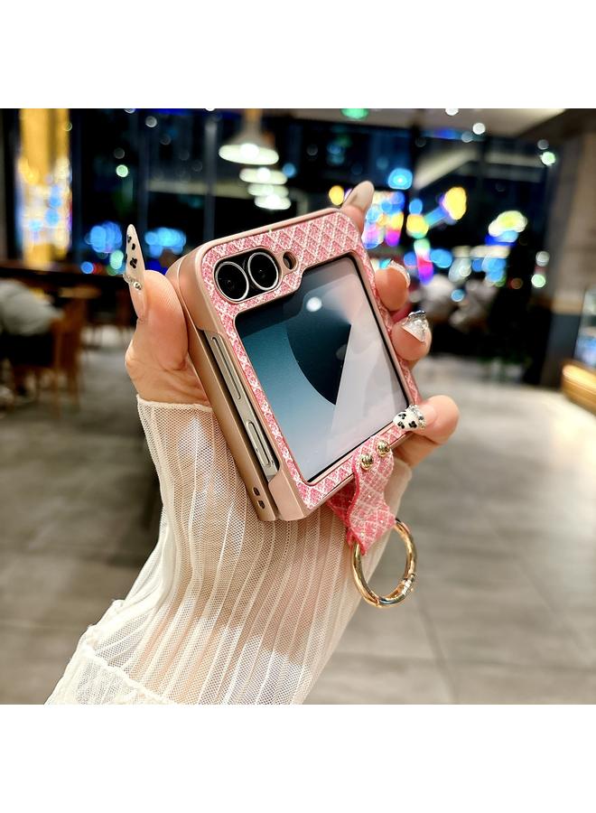 اس-توب جراب لهاتف Samsung Galaxy Z Flip4 5G، جراب كمبيوتر شخصي بتصميم معين ألماسي لامع مع حلقة - Image 3