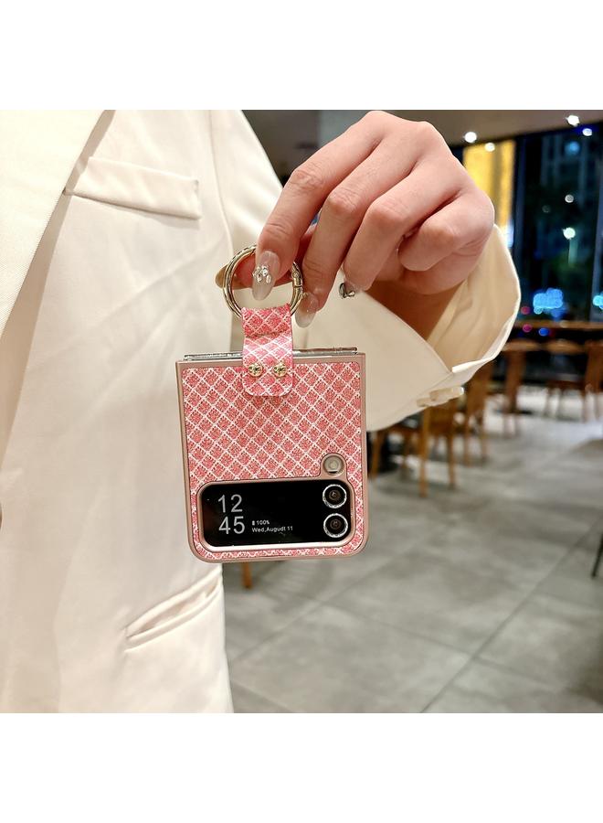 اس-توب جراب لهاتف Samsung Galaxy Z Flip4 5G، جراب كمبيوتر شخصي بتصميم معين ألماسي لامع مع حلقة - Image 5