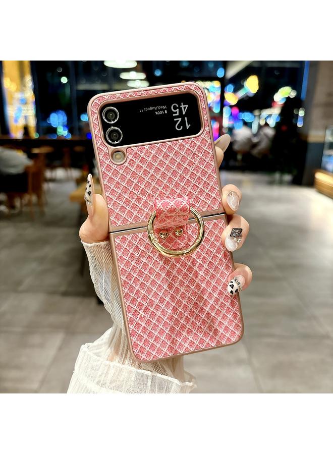 اس-توب جراب لهاتف Samsung Galaxy Z Flip4 5G، جراب كمبيوتر شخصي بتصميم معين ألماسي لامع مع حلقة - Image 2