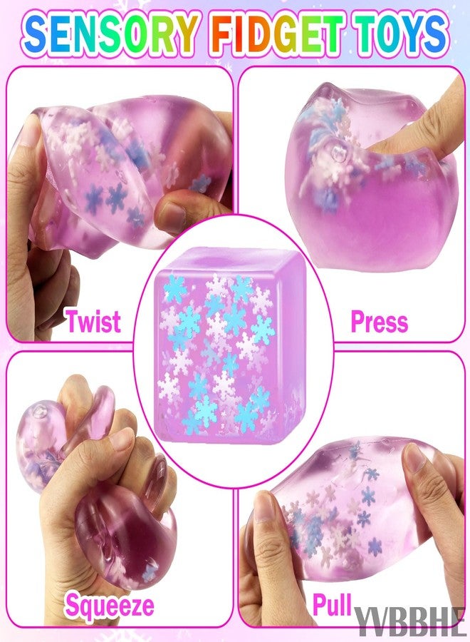 YVBBHE Purple Squeeze Cube with Glow in The Dark Snowflakes Inside，Squishy Fidget Gummy Toys ， Luminous Sensory Toys for Kids Autism , Maltose Balls for Anxiety Stress Relief Gifts for Kids - Image 3