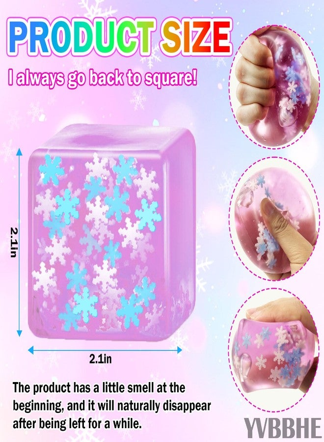 YVBBHE Purple Squeeze Cube with Glow in The Dark Snowflakes Inside，Squishy Fidget Gummy Toys ， Luminous Sensory Toys for Kids Autism , Maltose Balls for Anxiety Stress Relief Gifts for Kids - Image 2