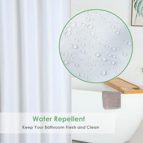 WellColor Extra Wide Shower Curtain Liner 84 x 72 Inch, Fabric Shower Curtain Liner for Bathroom Curtain, Hotel Quality, Water Repellent, White - Image 3