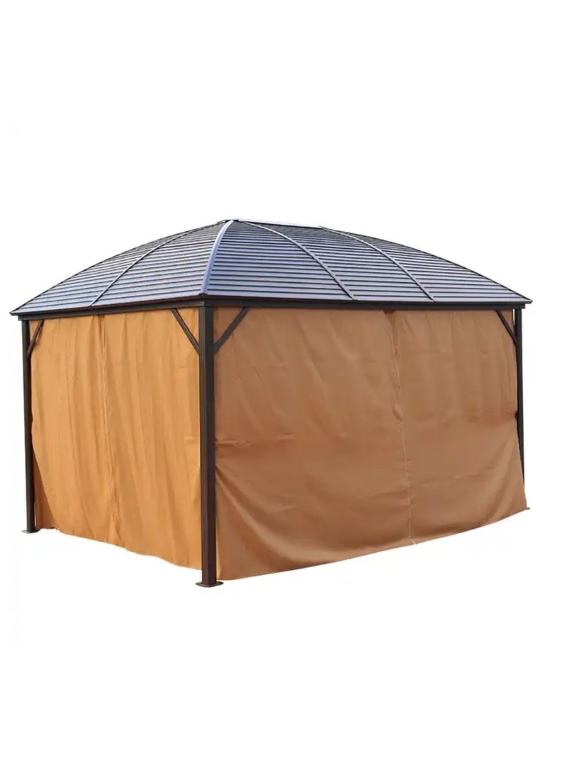 Swin Furniture - Swin 3x4 Meters Single Roof Aluminum Dome Pergola Gazebo for Family Gathering Brown - Image 1