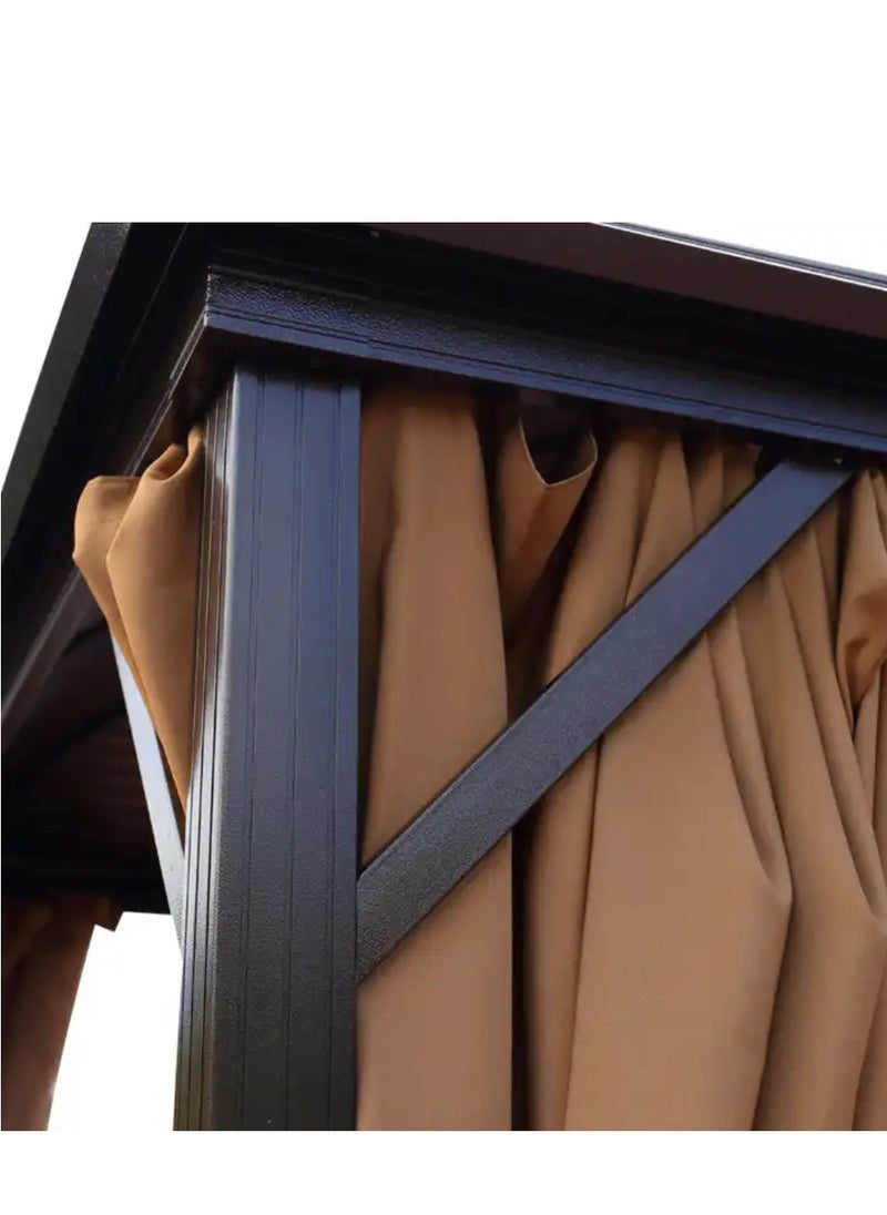 Swin Furniture - Swin 3x4 Meters Single Roof Aluminum Dome Pergola Gazebo for Family Gathering Brown - Image 1