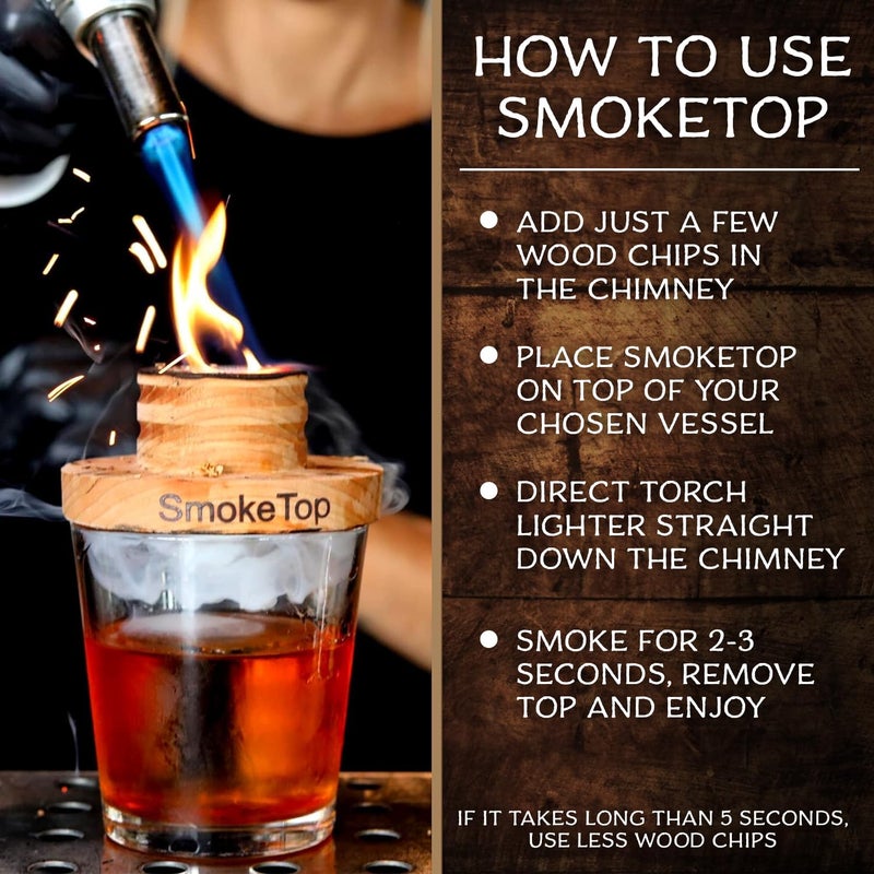 Middleton Mixology SmokeTop SmokeTop Cocktail Smoker Kit - Old Fashioned Chimney Drink Smoker for Cocktails, Whiskey, & Bourbon With Sample Pack Of Wood Chips - by Middleton Mixology - Image 4