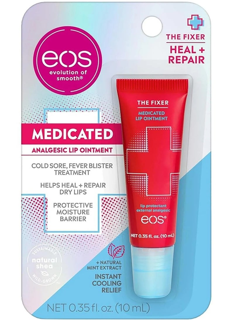 eos Medicated Lip Balm - The Fixer | Lip Care to Repair and Protect Chapped and Dry Lips | Instant Cooling and Pain Relief with Natural Ingredients | 0.35 oz - Image 1