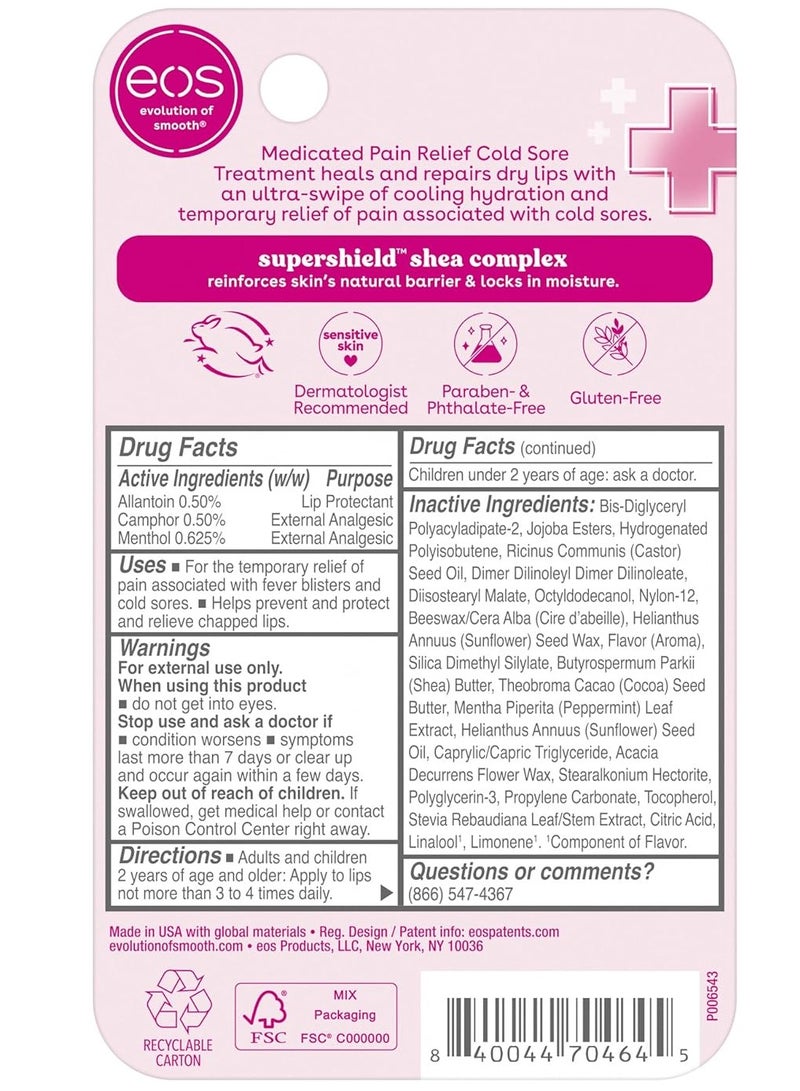 eos Medicated Lip Balm - The Fixer | Lip Care to Repair and Protect Chapped and Dry Lips | Instant Cooling and Pain Relief with Natural Ingredients | 0.35 oz - Image 2